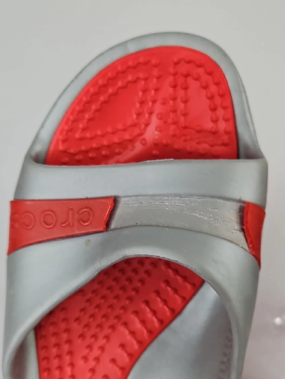 CROCS Women's Silver & Red Wedge Slide Sandals Size 12